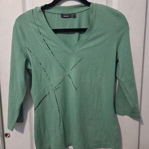 Mexx Mint Green V-Neck 3/4 Sleeve Top
